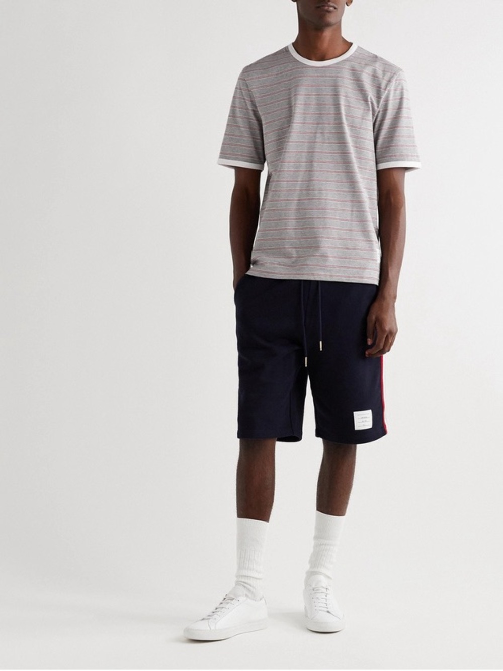 Thom Browne Striped Cotton-Jersey T-Shirt Gray Small - Picture 2 of 16